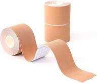 🩹 lobtery kinesiology tape: waterproof athletic tape for pain relief - 3 rolls (uncut) for knee, shoulder, and elbow - latex free - 2 inch x 16.4 feet roll - beige логотип