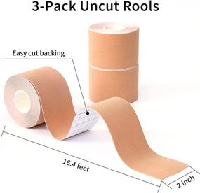 img 3 attached to 🩹 Lobtery Kinesiology Tape: Waterproof Athletic Tape for Pain Relief - 3 Rolls (Uncut) for Knee, Shoulder, and Elbow - Latex Free - 2 inch x 16.4 feet Roll - Beige