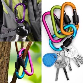 img 2 attached to 10-Pack Aluminum D-Ring Carabiners with Stainless Steel Wire Keychains and Key Rings - Ideal for Camping, Hiking, Fishing - Multi-Color