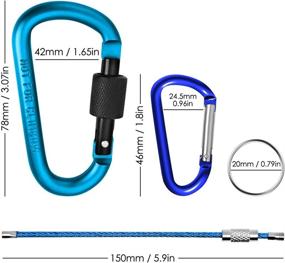 img 3 attached to 10-Pack Aluminum D-Ring Carabiners with Stainless Steel Wire Keychains and Key Rings - Ideal for Camping, Hiking, Fishing - Multi-Color