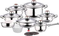 🍳 swiss inox 18-piece stainless steel cookware set with induction compatible fry pots, pans, saucepan, casserole logo