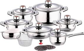 img 4 attached to 🍳 Swiss Inox 18-Piece Stainless Steel Cookware Set with Induction Compatible Fry Pots, Pans, Saucepan, Casserole