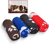 🐾 cozy 4pack dog blanket: juqiboom cat warm fleece bed cover with cute paw print - perfect for puppy and kitten home, camping, and car seat use logo