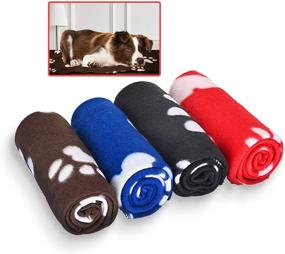 img 4 attached to 🐾 Cozy 4Pack Dog Blanket: Juqiboom Cat Warm Fleece Bed Cover with Cute Paw Print - Perfect for Puppy and Kitten Home, Camping, and Car Seat Use