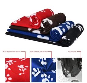 img 3 attached to 🐾 Cozy 4Pack Dog Blanket: Juqiboom Cat Warm Fleece Bed Cover with Cute Paw Print - Perfect for Puppy and Kitten Home, Camping, and Car Seat Use