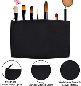 img 1 attached to 12-Pack Bulk Blank Canvas Makeup Bags with Zipper, Multipurpose Cosmetic Pouches, Travel Toiletry Pouches, DIY Craft Gift Bags for Women Girls - Black (12 Pack)