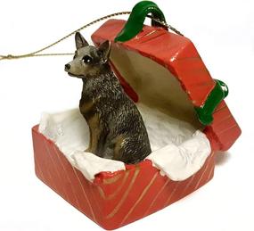 img 2 attached to Australian Cattle Dog Blue Heeler Figurine in a Festive Red Gift Box - Holiday Ornament RGBD87B