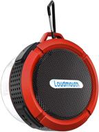 🔊 loudmouth bluetooth shower speaker: portable wireless waterproof speaker with ultra-hd sound, upgraded playtime, suction cup & metal hook included (red) logo