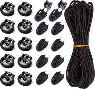 🔐 20 pack of plastic cord locks with 32.8ft heavy stretch round elastic cord, 10 zipper pull cord locks, 10 double-hole (black) for drawstring, shoelaces, clothing, backpacks logo