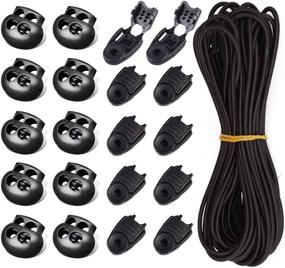 img 4 attached to 🔐 20 Pack of Plastic Cord Locks with 32.8ft Heavy Stretch Round Elastic Cord, 10 Zipper Pull Cord Locks, 10 Double-Hole (Black) for Drawstring, Shoelaces, Clothing, Backpacks