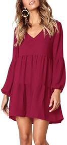img 2 attached to 👗 Amoretu Women's Bishop Sleeve Geometry Dress Collection | Elegant and Chic Women's Clothing