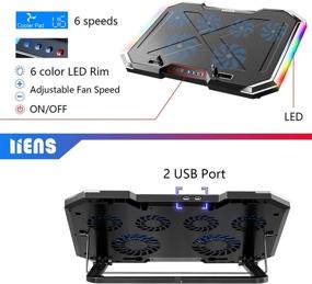 img 3 attached to 🔥 LIENS Laptop Cooling Pad RGB - Ultra-Slim Quiet Portable Cooler Stand with 2 Fans - Gaming Laptop Cooling Pad with RGB Lights - Fits 12-17 Inches - Laptop Cooler with 6 Fans