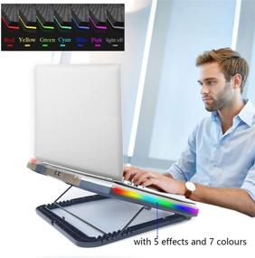 img 1 attached to 🔥 LIENS Laptop Cooling Pad RGB - Ultra-Slim Quiet Portable Cooler Stand with 2 Fans - Gaming Laptop Cooling Pad with RGB Lights - Fits 12-17 Inches - Laptop Cooler with 6 Fans