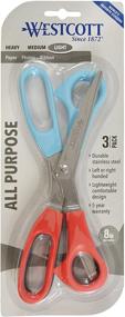 img 3 attached to ✂️ Westcott 8" Bent All-Purpose Scissors, 3-Pack: Vibrant Assorted Colors for Efficient Cutting