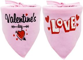 img 4 attached to 🐶 Valentine’s Day Dog Bandana Triangle Scarf 2 Pack - Adjustable & Reversible Bib, Washable Accessories for Medium to Large Dogs in Pink