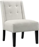 🪑 beige modern tufted accent chair with solid wood legs by amazon basics логотип