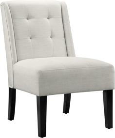 img 4 attached to 🪑 Beige Modern Tufted Accent Chair with Solid Wood Legs by Amazon Basics