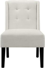 img 3 attached to 🪑 Beige Modern Tufted Accent Chair with Solid Wood Legs by Amazon Basics