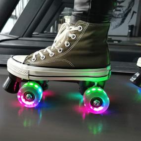 img 3 attached to 🛼 Sharova's Store Luminous Light Up Roller Skate Wheels - 4 Pack with Bearings - Ideal for Double Row Skating and Skateboarding