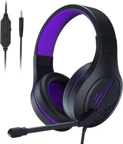 img 4 attached to Anivia Stereo Gaming Headset for PS4, PC, Xbox One Controller | Noise Cancelling Over Ear Headphones with Mic | Soft Memory Earmuffs for Laptop, Mac, Nintendo, PS3 Games (Purple)
