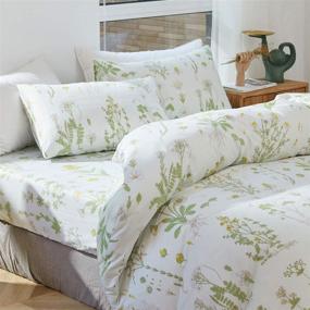 img 1 attached to 🌿 Joyreap 3pcs Botanical Comforter Set Full/Queen: Flowers n Leaves Print on Green Tint, All Season Soft Microfiber Bedding