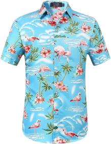 img 4 attached to 🔥 Vibrant SSLR Flamingos Casual Sleeve Hawaiian Men's Shirts - Perfect Blend of Style and Comfort