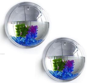 img 4 attached to MeiBoAll Wall Fish Bowl: Clear Acrylic Betta Fish Tank with Wall-Mounted Aquarium and Plant Pot Decoration - Set of 2, 230ML Each