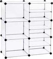 📦 songmics cube storage organizer with divider design - interlocking plastic cubes, modular cabinet, bookcase for bedroom, kid’s room, closet - includes rubber mallet - 32.7&#34;l x 12.2&#34;w x 36.6&#34;h - white ulpc36w+ логотип