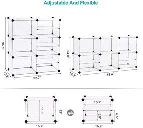 img 1 attached to 📦 SONGMICS Cube Storage Organizer with Divider Design - Interlocking Plastic Cubes, Modular Cabinet, Bookcase for Bedroom, Kid’s Room, Closet - Includes Rubber Mallet - 32.7&#34;L x 12.2&#34;W x 36.6&#34;H - White ULPC36W+