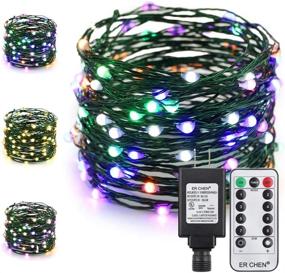 img 4 attached to ER CHEN Color Changing LED Fairy Lights with Remote Control - 39.5Ft 100 LED Green Copper Wire Plug-in String Lights, 8 Modes Christmas Lights with Timer for Bedroom, Patio, Garden, Yard - Warm White & Multicolor