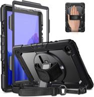 shockproof case for samsung galaxy tab a7 10.4 2020 model (sm-t500/t505/t507) with 📱 screen protector, [360° rotating kickstand] heavy-duty hybrid cover with hand shoulder strap, black - casebot logo