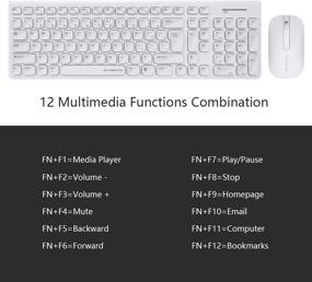 img 1 attached to Комплект клавиатуры и мыши Qisan Ultra Slim с беспроводным соединением и USB-приемником Nano - Полноразмерная клавиатура на 104 клавиши для ПК, настольного ПК и ноутбука (белая)