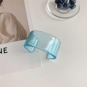 img 2 attached to 💎 Colorful Acrylic Resin Geometric Open Bracelet – Wide Cuff Bangle for Women & Girls, Transparent – Pingyongchang Jewelry Gift