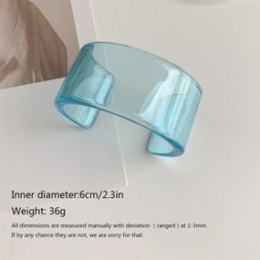 img 3 attached to 💎 Colorful Acrylic Resin Geometric Open Bracelet – Wide Cuff Bangle for Women & Girls, Transparent – Pingyongchang Jewelry Gift