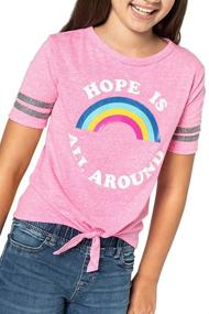 img 4 attached to Dawn Crew Neck Tie-Front Tees Clothes for Girls - FASHION X FAITH, Made in USA