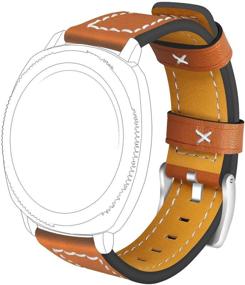 img 4 attached to ECSEM Band Compatible With Garmin Vivomove HR Bands Replacement Sewn Leather Watch Straps Accessories Wristband Colorful Sports Bracelet For Garmin Vivoactive 3/Forerunner 645/Vivomove 3/Venu (Brown)