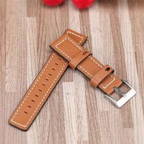 img 2 attached to ECSEM Band Compatible With Garmin Vivomove HR Bands Replacement Sewn Leather Watch Straps Accessories Wristband Colorful Sports Bracelet For Garmin Vivoactive 3/Forerunner 645/Vivomove 3/Venu (Brown)