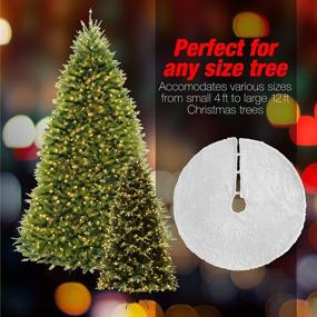 img 1 attached to JANA 48 Inch White Faux Fur Christmas Tree Skirt - Plush Skirt for Tree Decoration, Arbol de Navidad Falda, Large Christmas Tree Mat for Holiday Parties