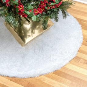 img 4 attached to JANA 48 Inch White Faux Fur Christmas Tree Skirt - Plush Skirt for Tree Decoration, Arbol de Navidad Falda, Large Christmas Tree Mat for Holiday Parties