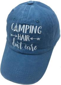 img 4 attached to 🧢 HHNLB Unisex Camping Hair Don't Care Vintage Jeans Baseball Cap: Classic Cotton Dad Hat for Outdoor Adventures