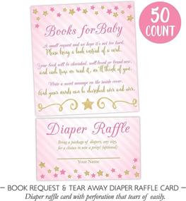 img 1 attached to 🌟 50 Count Gold Pink Twinkle Twinkle Little Star Baby Shower Diaper Raffle & Book Request Cards – Perfect for Your Celebration!
