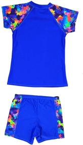 img 2 attached to 👙 Dayu Kids Rashguard Set: Stylish UPF 50+ UV Two Piece Swimsuit for Unisex, Ages 4-14 Years