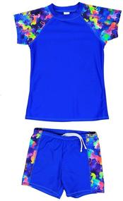 img 3 attached to 👙 Dayu Kids Rashguard Set: Stylish UPF 50+ UV Two Piece Swimsuit for Unisex, Ages 4-14 Years