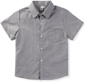 img 4 attached to 👕 OCHENTA Little Boys' Oxford Shirt: Short Sleeve Button Down Casual Dress Top for Big Kids