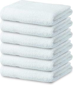 img 4 attached to 🏨 High-Quality 6-Pack White Cotton Blend Bath Towels - Soft & Durable for Home Gym, Spa, Shower, Hotel Use - Easy Care