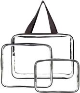 👜 travel in style with natural style 3-piece clear cosmetic bags: tsa approved, waterproof, transparent, and efficient storage solution (black) logo