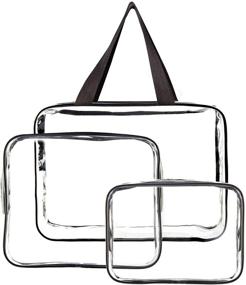 img 4 attached to 👜 Travel in Style with NATURAL STYLE 3-Piece Clear Cosmetic Bags: TSA Approved, Waterproof, Transparent, and Efficient Storage Solution (Black)