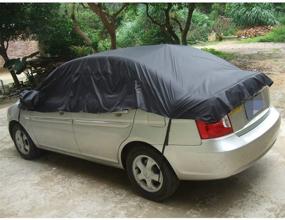 img 2 attached to Waterproof XL Car Cover Protector | Half Body Sun Shade Shield | Snow Dust Proof | Black