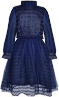 👗 bonny billy girls' long sleeve ruffle neck lace party dress for girls logo