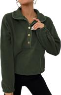 👚 cflonge women's casual long sleeve button down sweatshirt lapel polar fleece pullover - lightweight solid color outwear logo